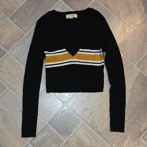 Black and Gold Striped Crop Top